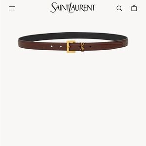 Saint Laurent Brown Leather Belt with Gold Buckle